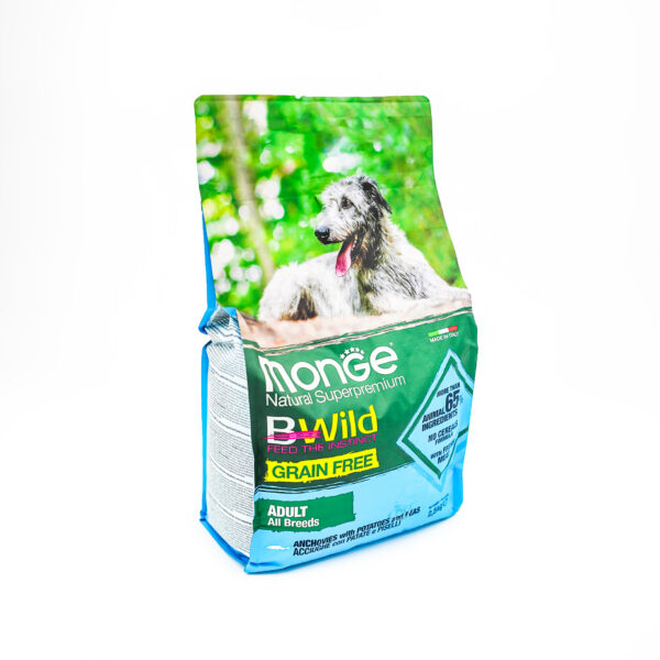 BWild Grain Free – Anchovies with Potato & Peas by Monge
