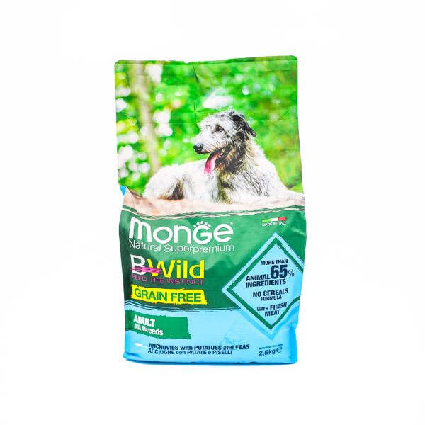 BWild Grain Free – Anchovies with Potato & Peas by Monge